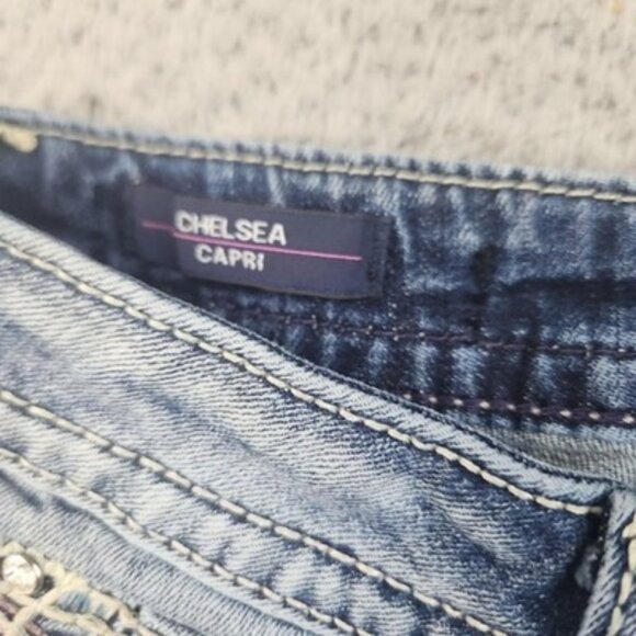 VIGOSS Jeans Women 3/4 Heritage Low Rise Chelsea Capri Heavy Embroidered Pocket - Picture 8 of 11